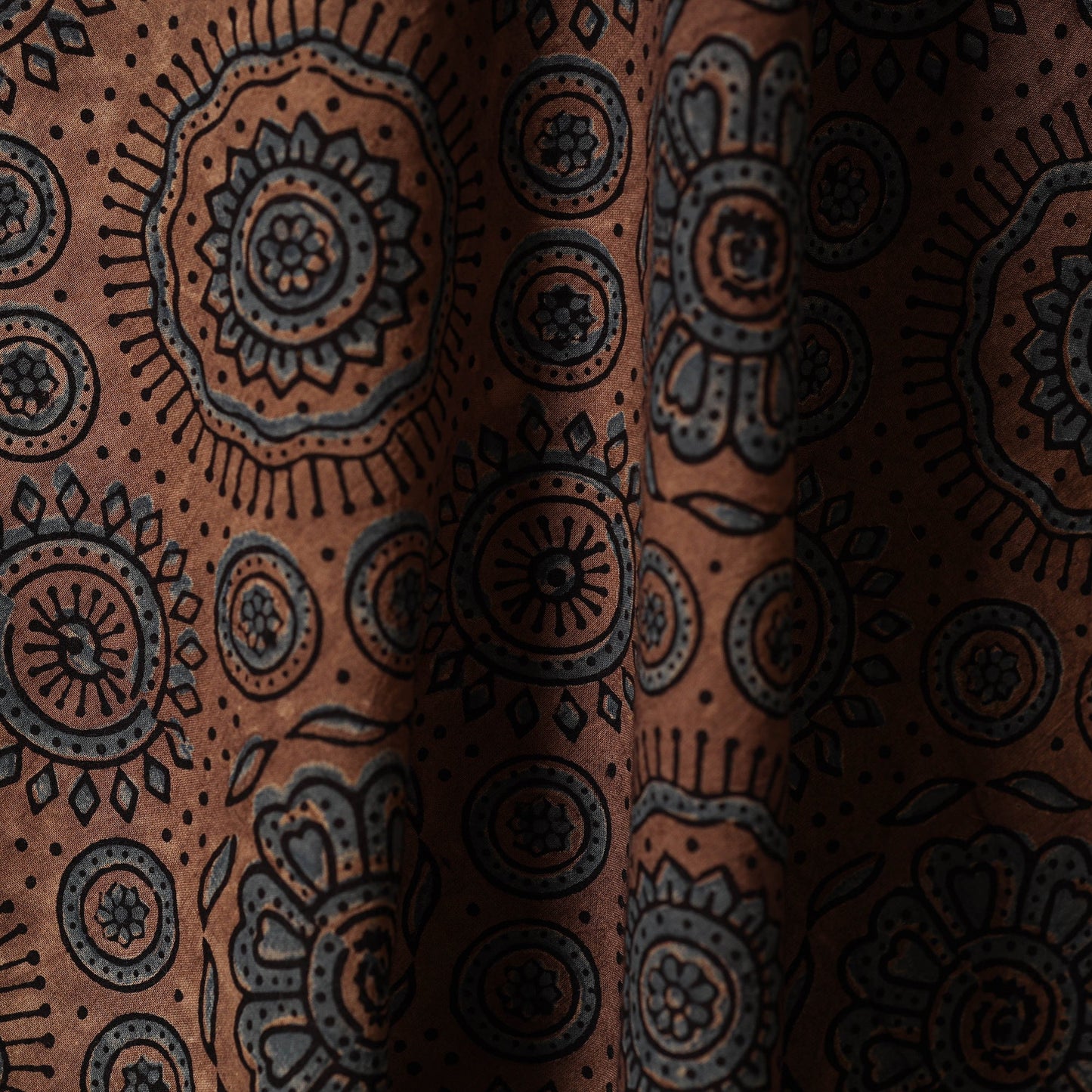 Brown - natural dyed hand cotton fabric 10 - handcrafted