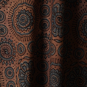 Brown - natural dyed hand cotton fabric 10 - handcrafted