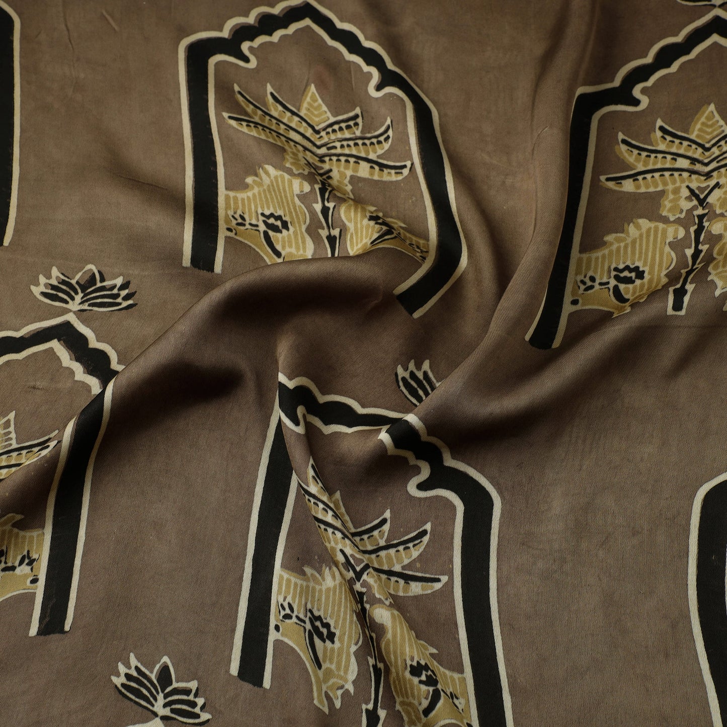 Brown - natural dyed hand modal silk fabric 31 - handcrafted