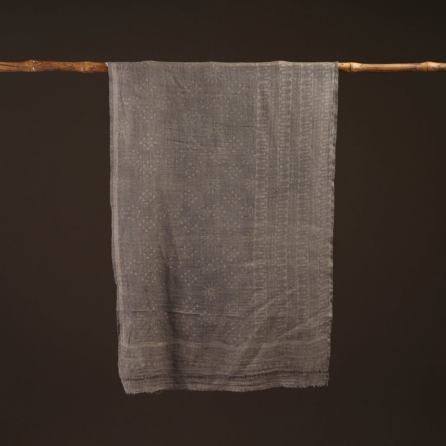 Natural dyed hand printed pure wool akola stole 07