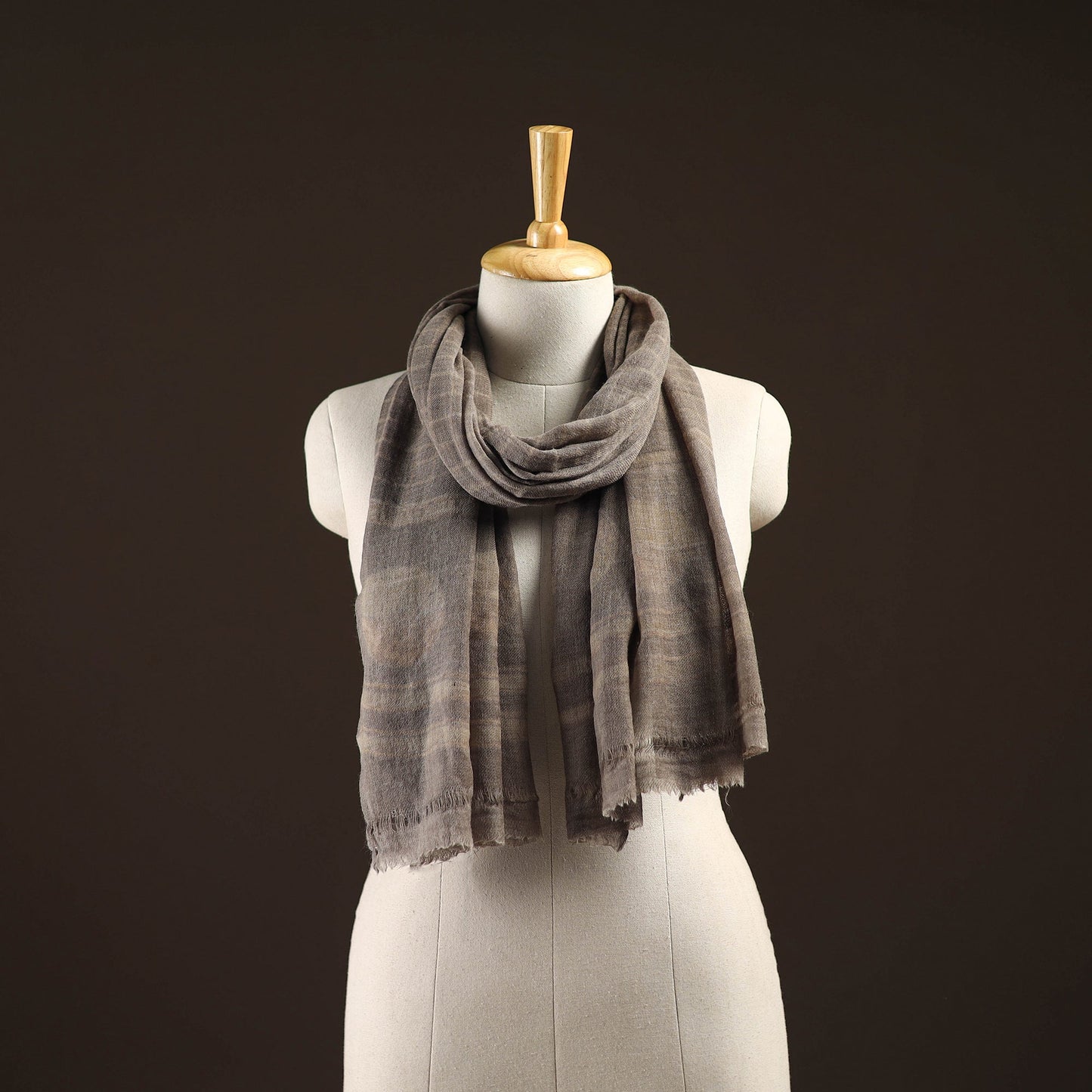 Natural dyed hand printed pure wool akola stole 13