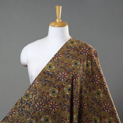 Buy Brown Natural Dyed Block Print Kalamkari Cotton Fabric