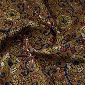 Buy Brown Natural Dyed Block Print Kalamkari Cotton Fabric