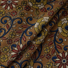 Buy Brown Natural Dyed Block Print Kalamkari Cotton Fabric