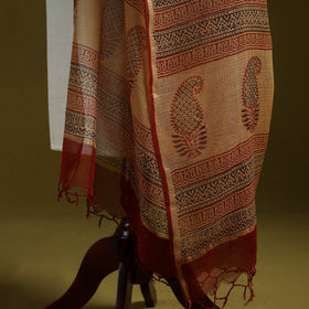 Natural dyed kota doria cotton hand block bagh print