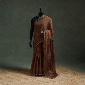Natural dyed kota doria cotton hand block bagh print saree