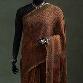 Natural dyed kota doria cotton hand block bagh print saree