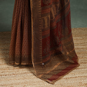 Natural dyed kota doria cotton hand block bagh print saree