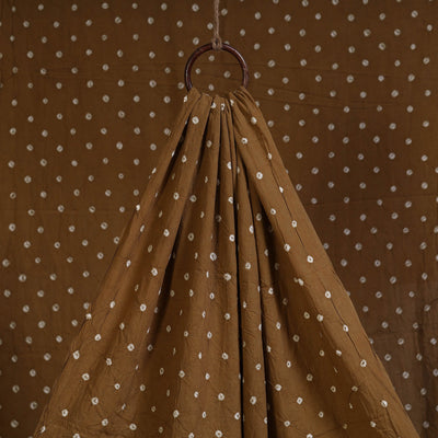 Brown - natural dyed kutch tie-dye cotton bandhani fabric