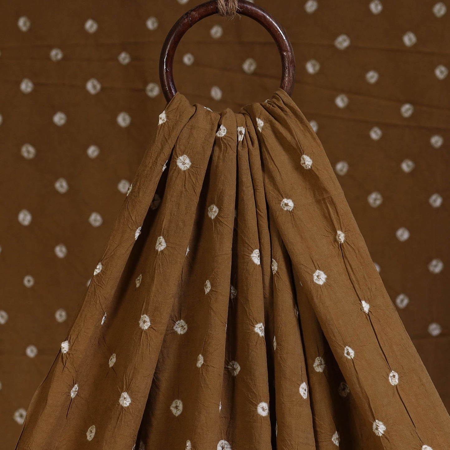 Brown - natural dyed kutch tie-dye cotton bandhani fabric