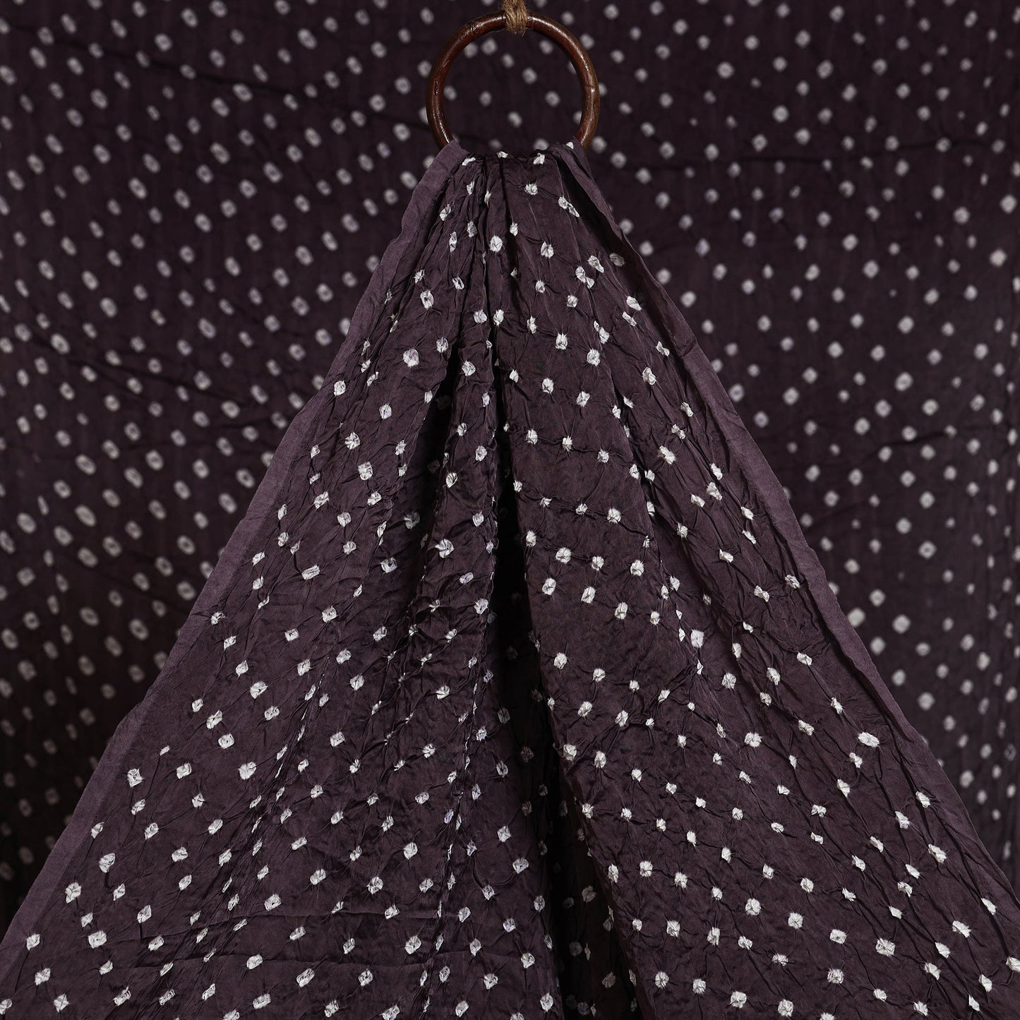 Brown - natural dyed kutch tie-dye modal silk bandhani