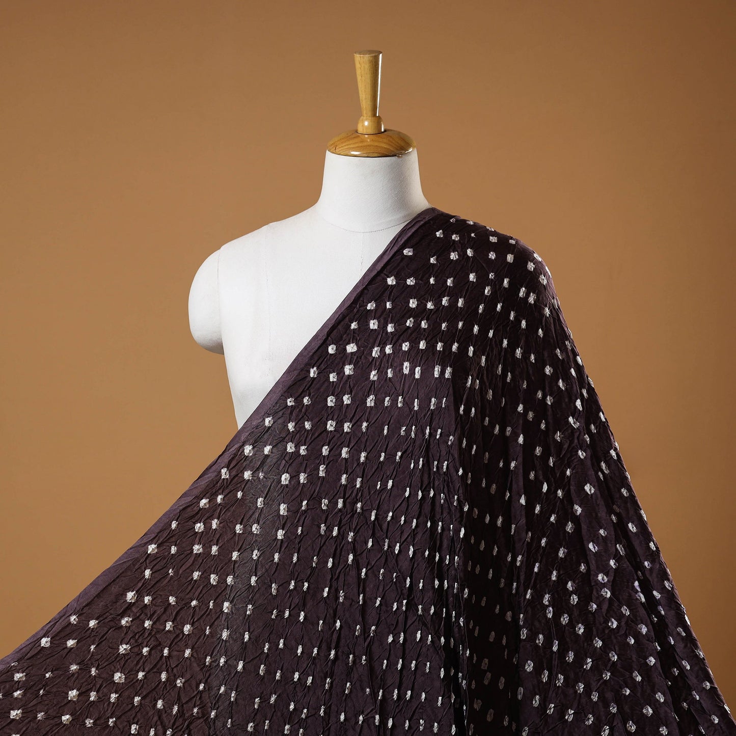 Brown - natural dyed kutch tie-dye modal silk bandhani