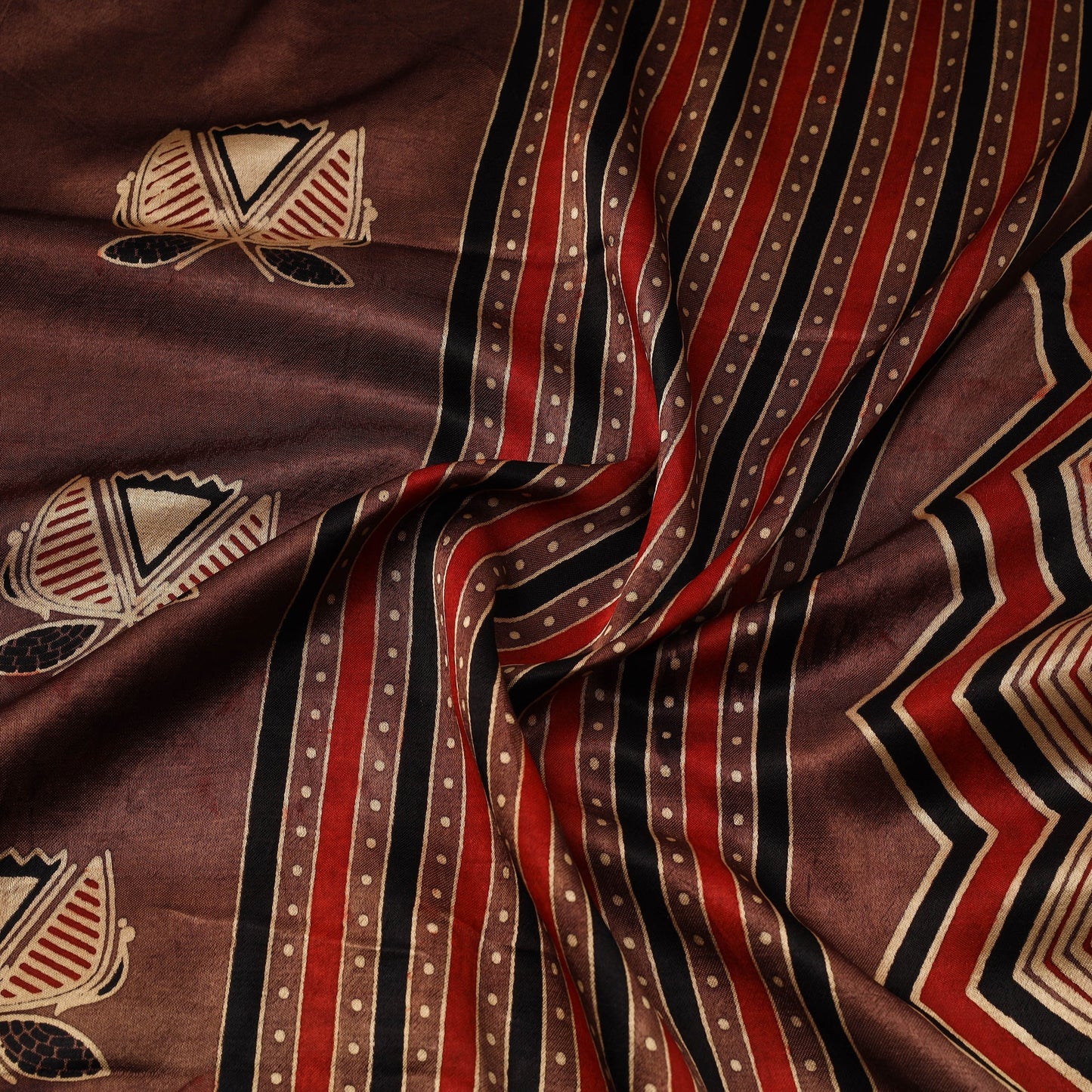 Brown - natural dyed mashru silk fabric 06 - handcrafted