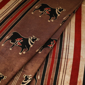 Brown - natural dyed mashru silk fabric 01 - handcrafted