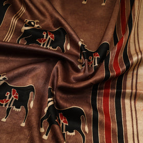 Brown - natural dyed mashru silk fabric 01 - handcrafted