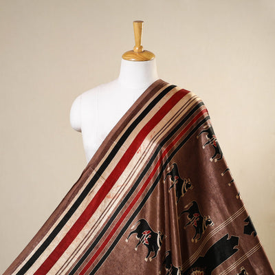 Brown - natural dyed mashru silk fabric 01 - handcrafted