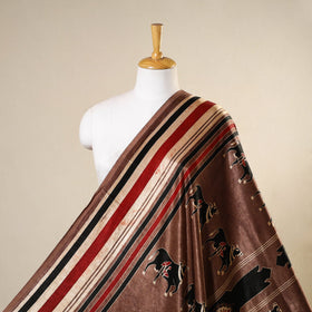 Brown - natural dyed mashru silk fabric 01 - handcrafted