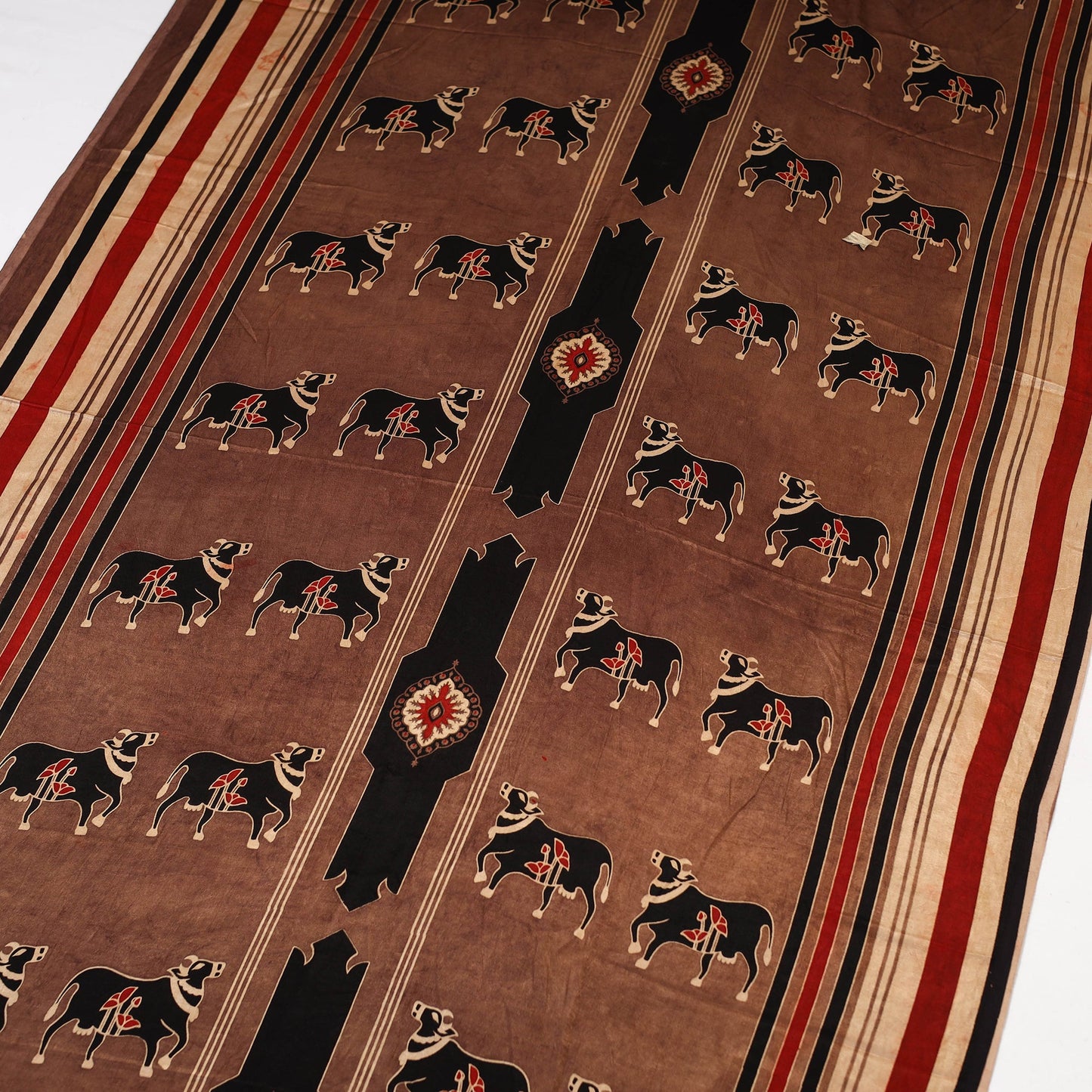 Brown - natural dyed mashru silk fabric 01 - handcrafted