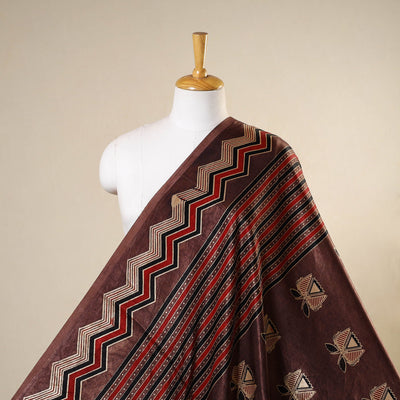 Brown - natural dyed mashru silk fabric 06 - handcrafted