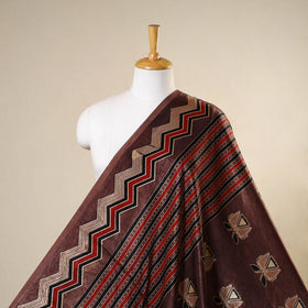 Brown - natural dyed mashru silk fabric 06 - handcrafted