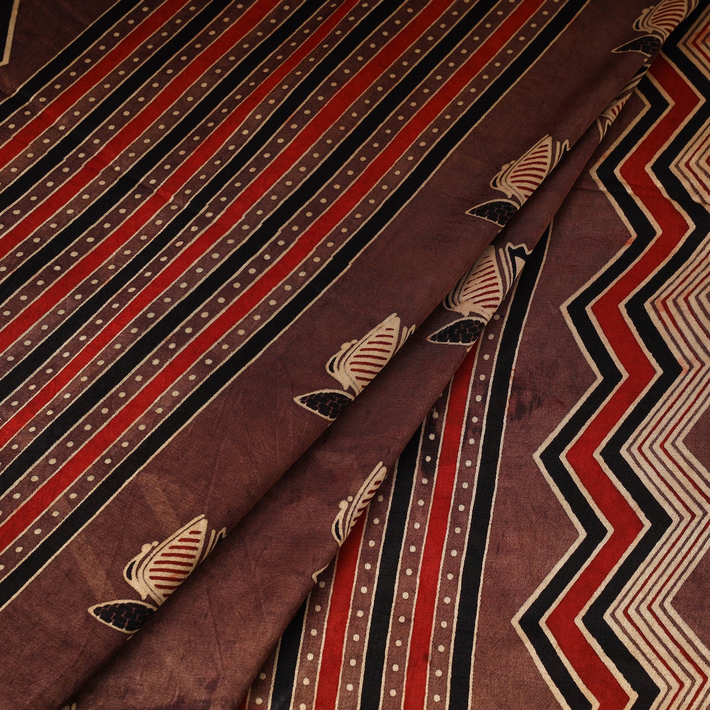 Brown - natural dyed mashru silk fabric 06 - handcrafted