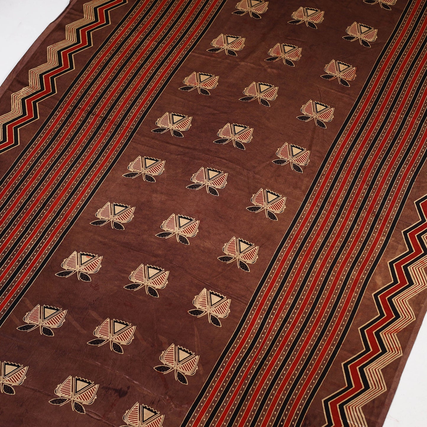 Brown - natural dyed mashru silk fabric 06 - handcrafted