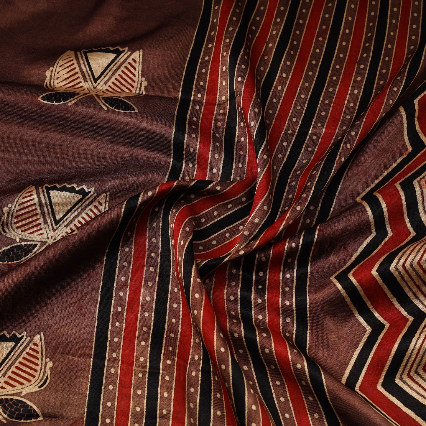 Brown - natural dyed mashru silk fabric 06 - handcrafted