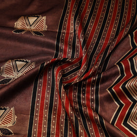 Brown - natural dyed mashru silk fabric 06 - handcrafted
