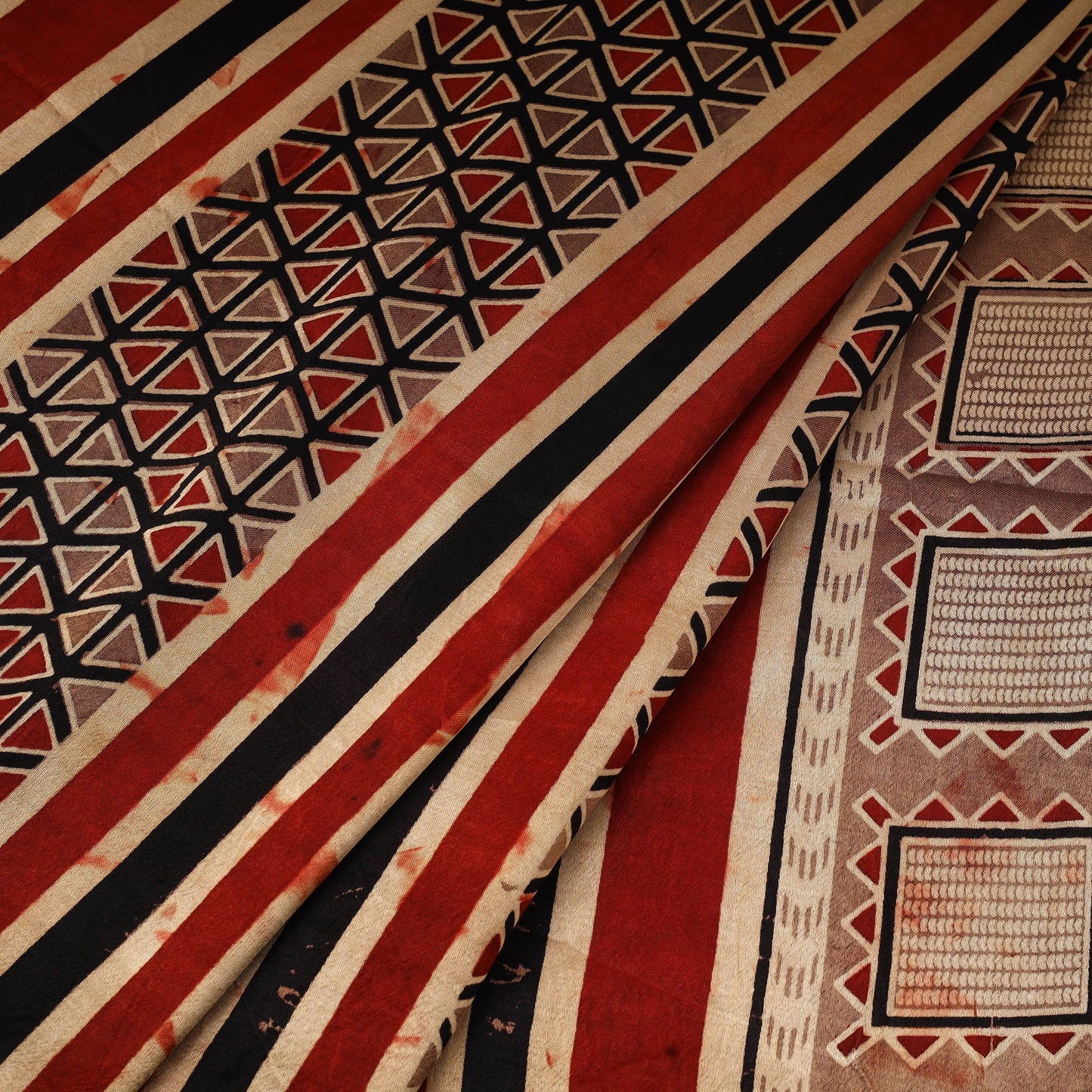 Brown - natural dyed mashru silk fabric 12 - handcrafted