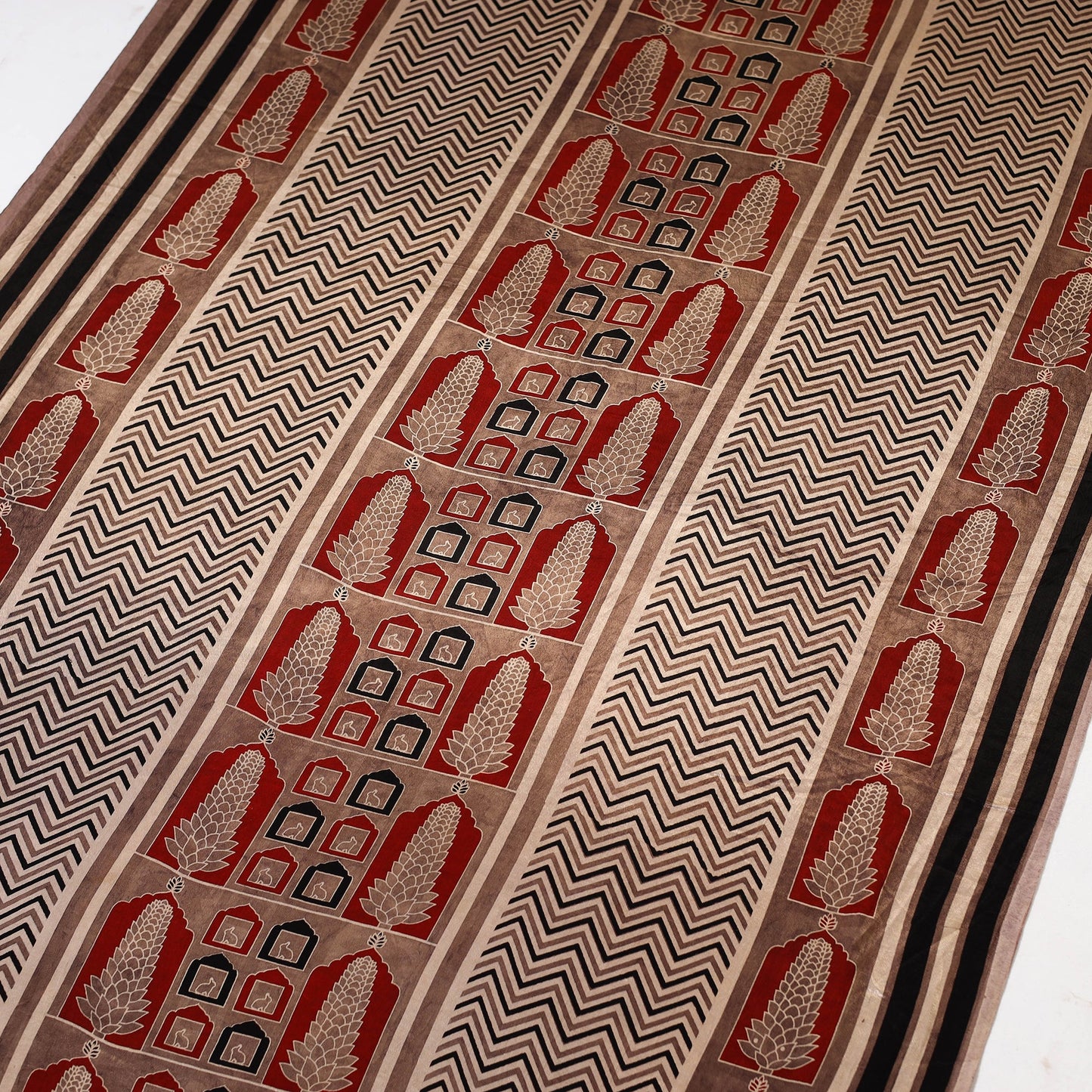 Brown - natural dyed mashru silk fabric 16 - handcrafted