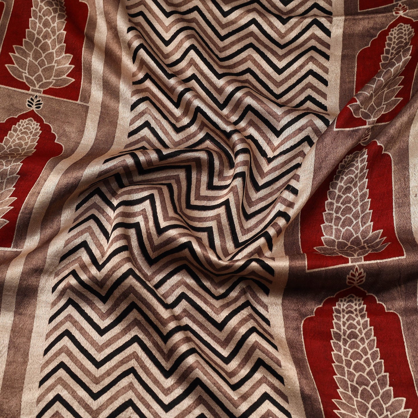 Brown - natural dyed mashru silk fabric 16 - handcrafted