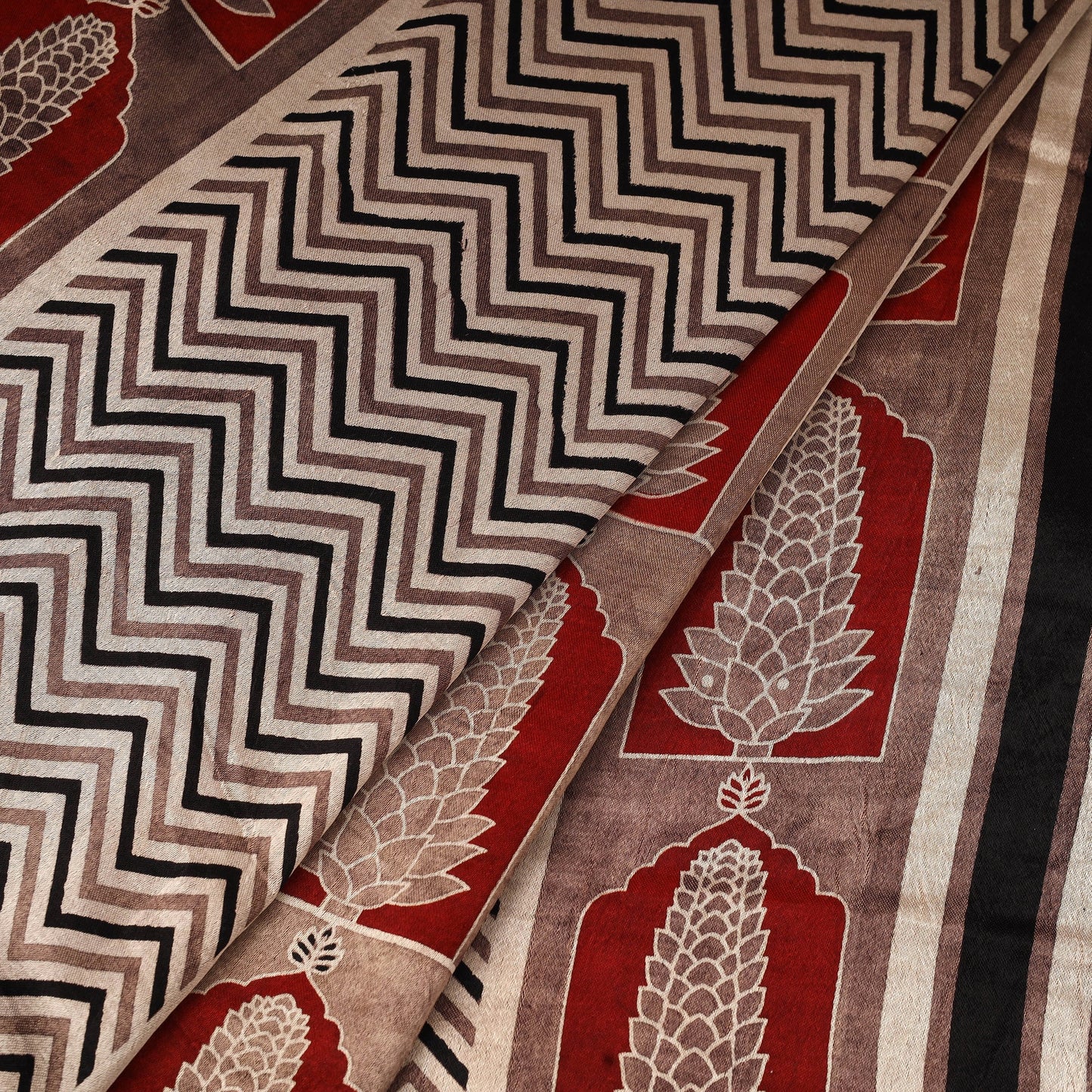 Brown - natural dyed mashru silk fabric 16 - handcrafted