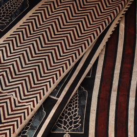 Brown - natural dyed mashru silk fabric 19 - handcrafted