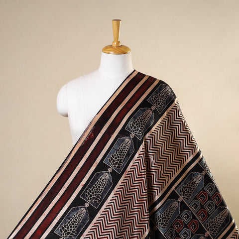 Brown - natural dyed mashru silk fabric 19 - handcrafted