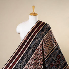 Brown - natural dyed mashru silk fabric 19 - handcrafted
