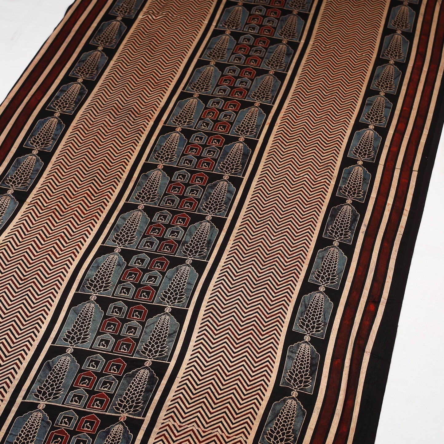 Brown - natural dyed mashru silk fabric 19 - handcrafted