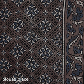 Natural dyed modal silk kutch hand block print ajrakh saree