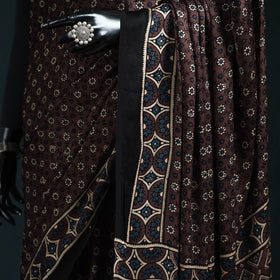 Natural dyed modal silk kutch hand block print ajrakh saree