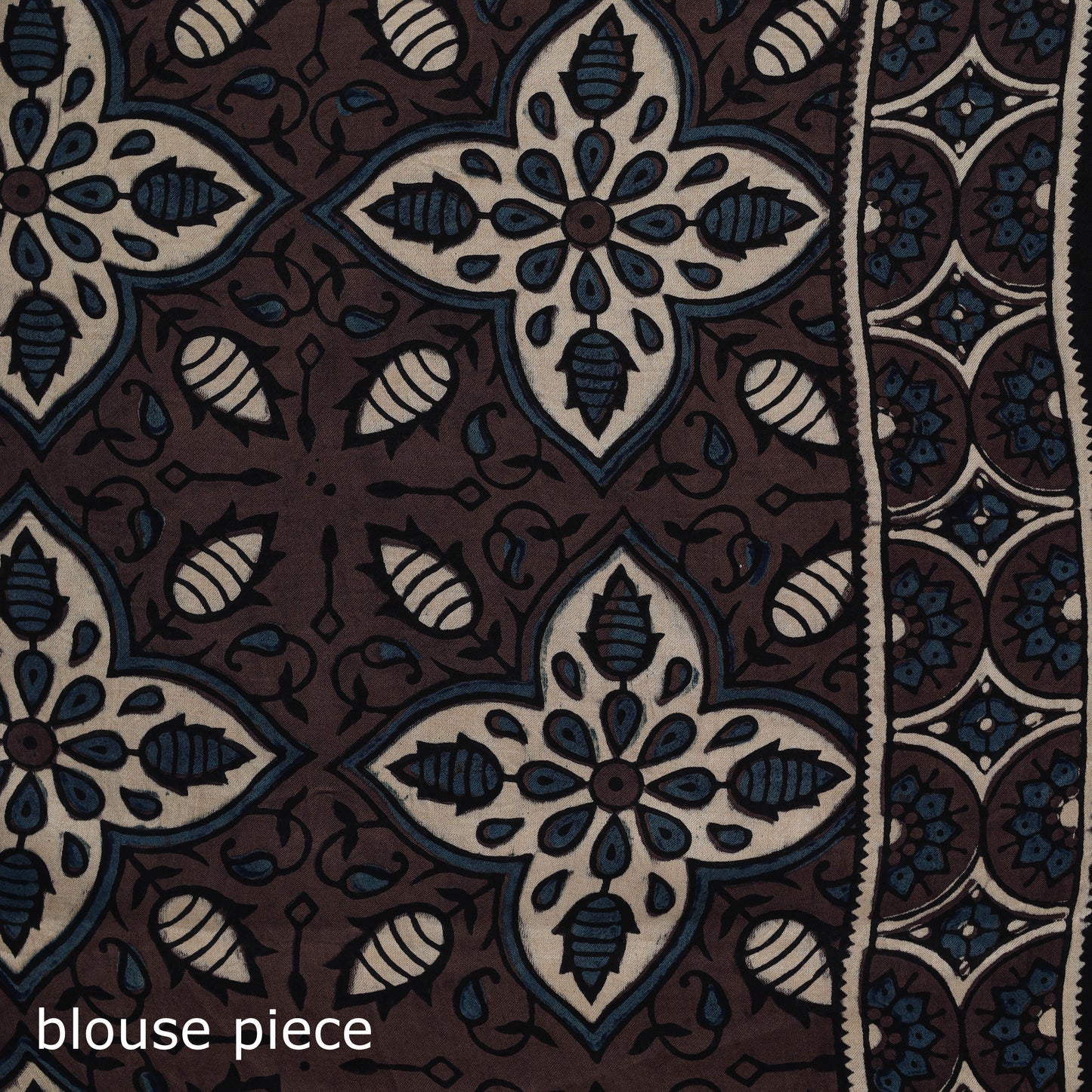 Natural dyed modal silk kutch hand block print ajrakh saree