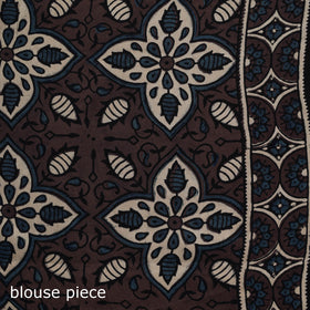Natural dyed modal silk kutch hand block print ajrakh saree