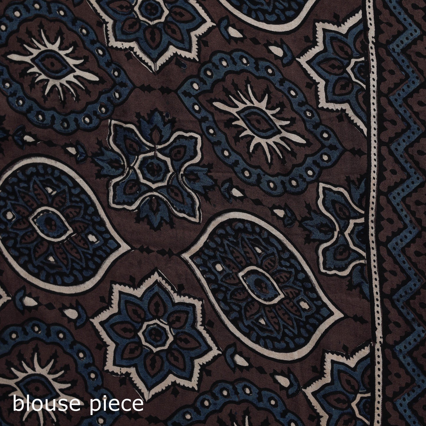 Natural dyed modal silk kutch hand block print ajrakh saree