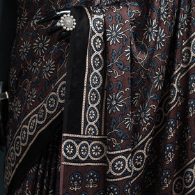 Natural dyed modal silk kutch hand block print ajrakh saree