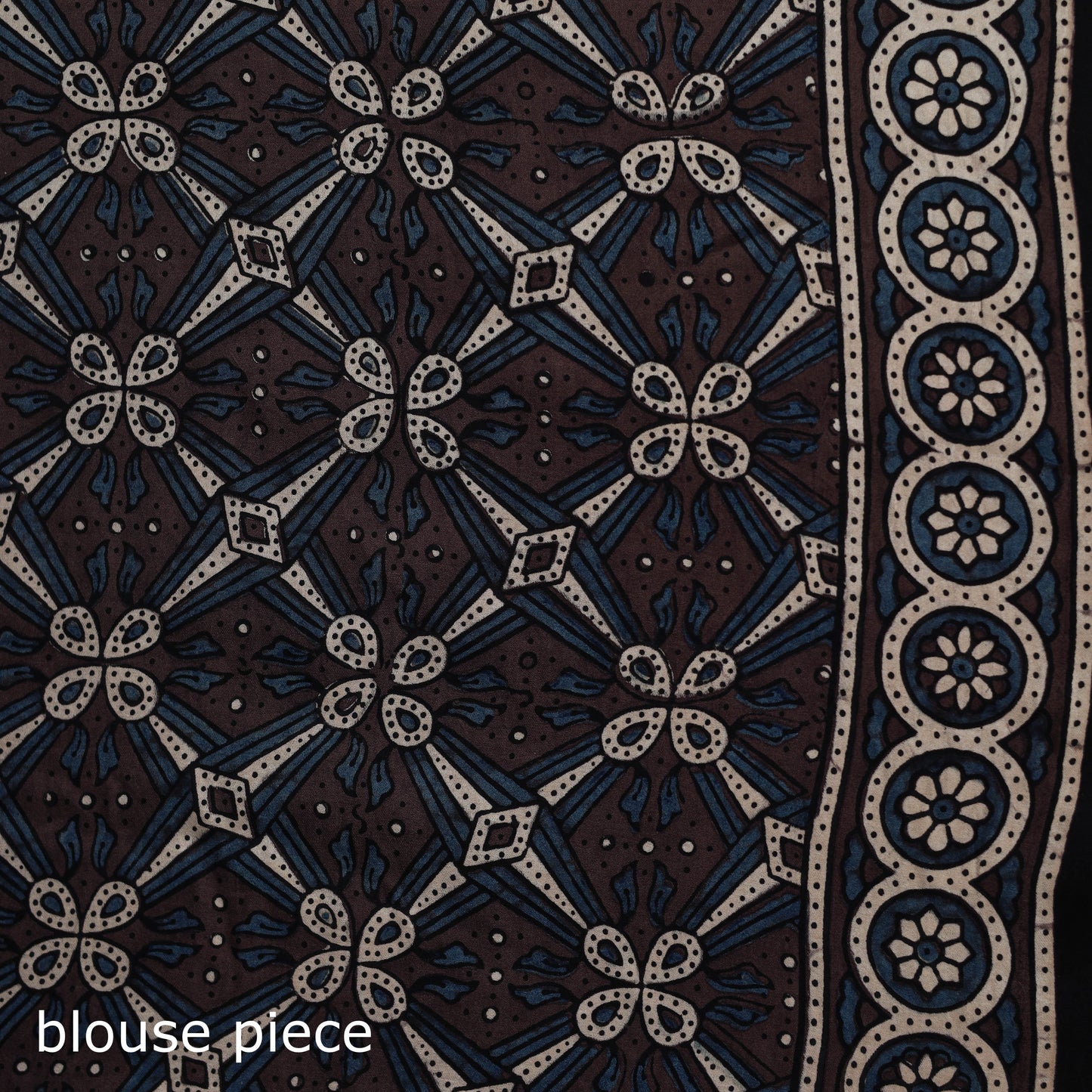 Natural dyed modal silk kutch hand block print ajrakh saree