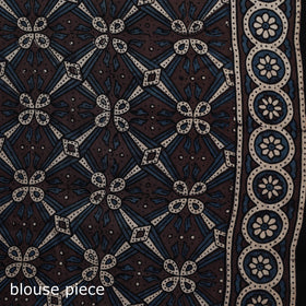 Natural dyed modal silk kutch hand block print ajrakh saree