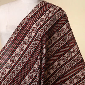 Brown - natural dyed mul cotton bagh fabric 03 - handcrafted