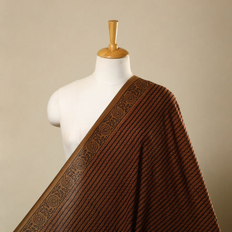 Brown Natural Dyed Mul Cotton Bagh Print Fabric