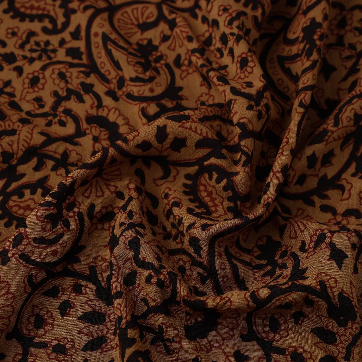  Brown Natural Dyed Mul Cotton Bagh Print Fabric