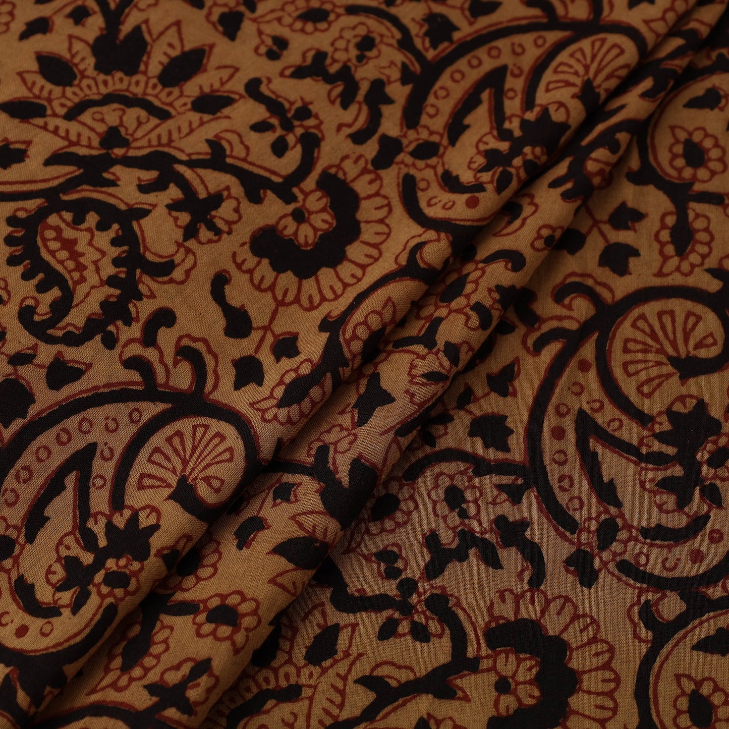  Brown Natural Dyed Mul Cotton Bagh Print Fabric