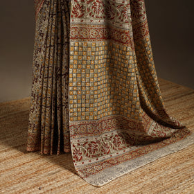 Brown - natural dyed pedana cotton kalamkari saree 03