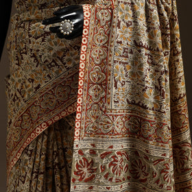 Brown - natural dyed pedana cotton kalamkari saree 03